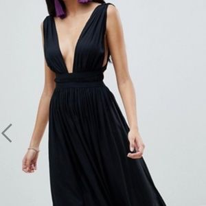 ASOS DESIGN grecian plunge maxi woven beach dress